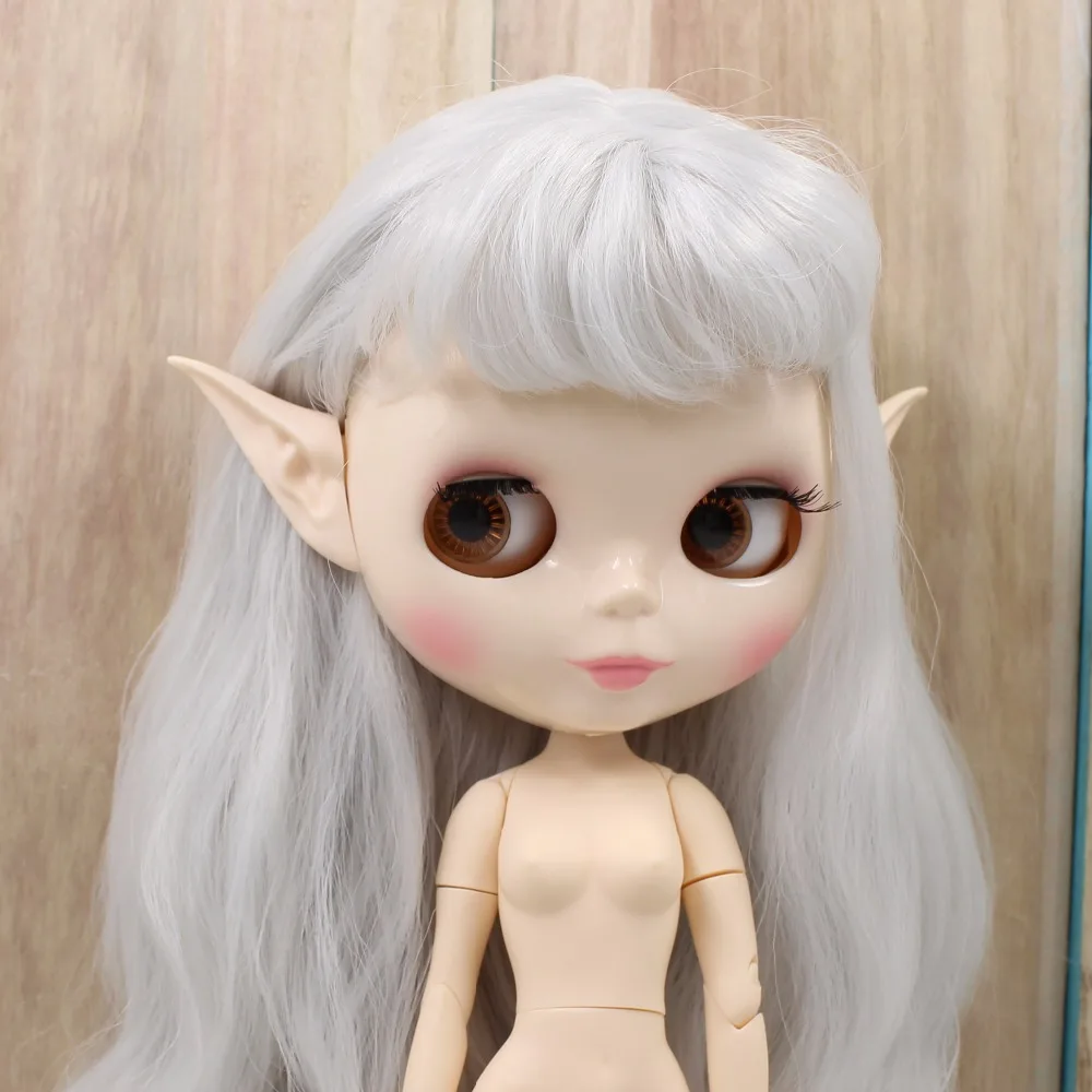 Ледяная фабрика blyth кукла игрушка седые волосы с ушами белая кожа суставное тело, не нужно стричь оригинальные уши, глина в подарок