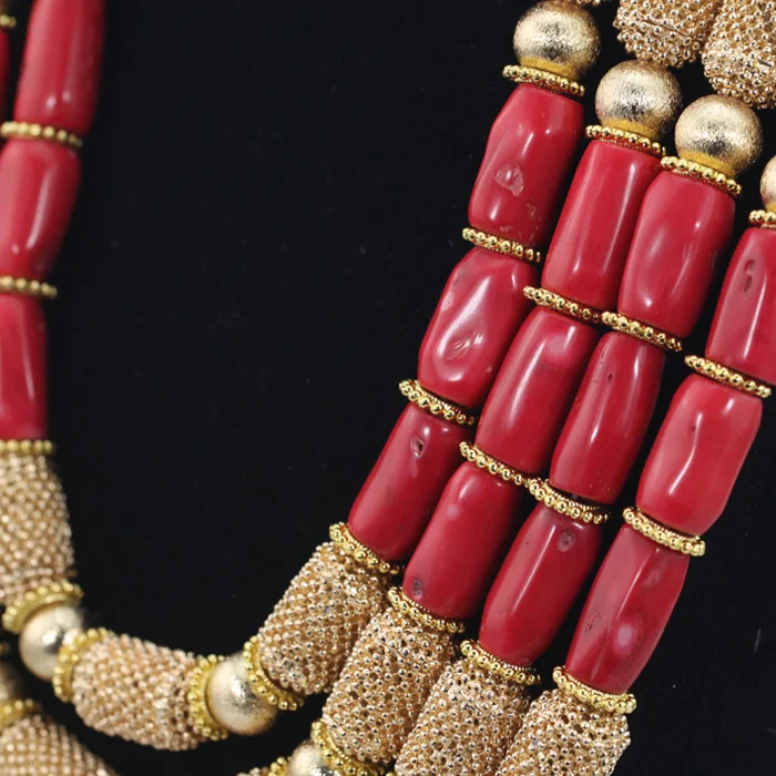 Роскошный Новый комплект из натуральных красных коралловых бусин африканские