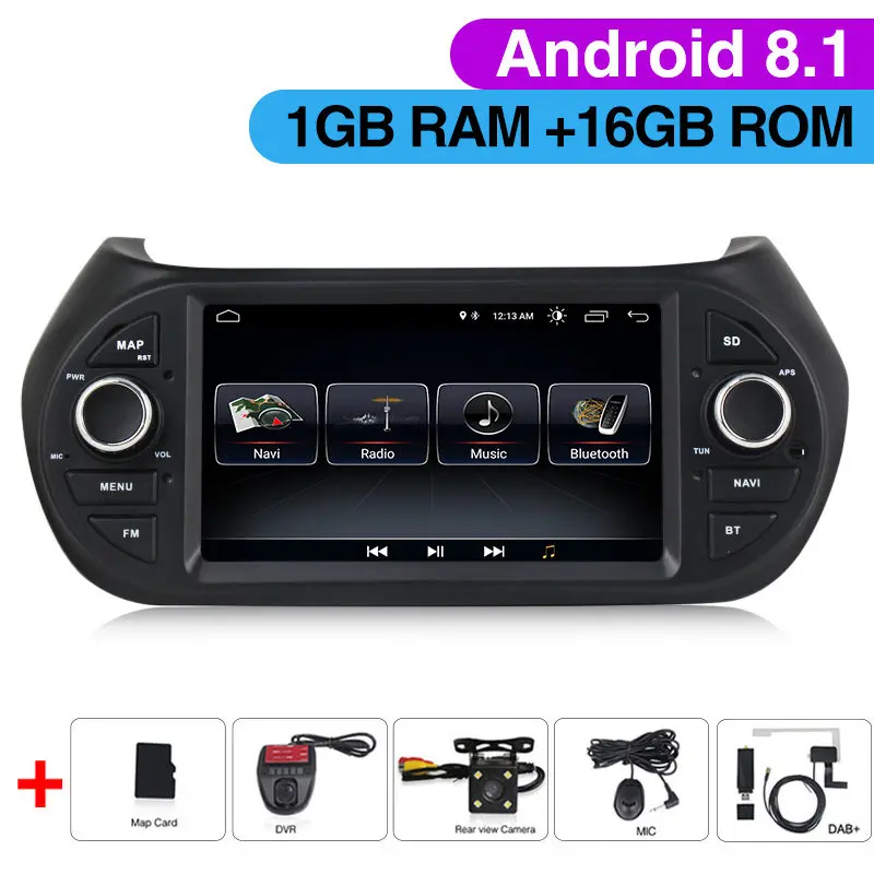 dvd Camera DVR DAB HD 1024*600 Android 9,1 автомобильный мультимедийный плеер GPS автомобильный радиоприёмник FM стереонаушники для FIAT/Fiorino/Qubo/Citroen/Nemo/peugeot/Bipper - Цвет: dvd Camera DVR DAB