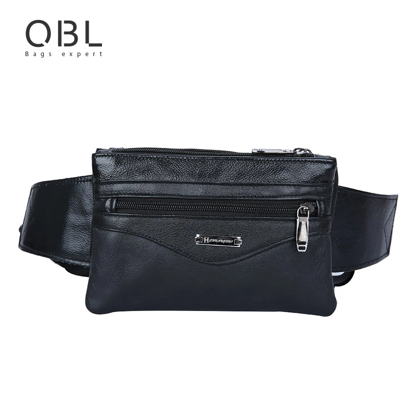 Qibolu коровья Натуральная кожа Мужская сумка на талию поясная поясной Сумка