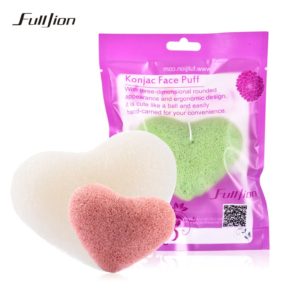 Fulljion 1 шт. в форме сердца Konjac Косметическая пуховка чистый натуральный Konnyaku лица