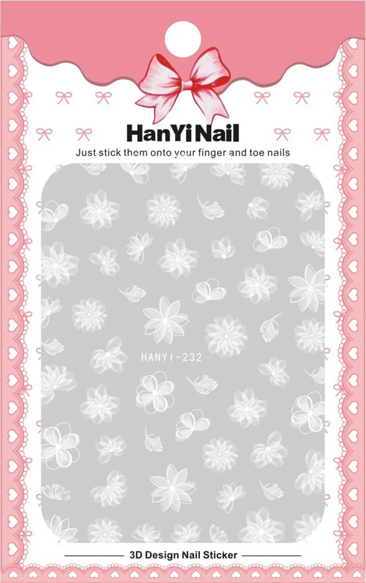 1 лист стикеры 3D на ногти Nail Art Белый Прозрачный наклейки для ногтей цветы наклейки для ногтей