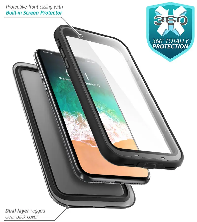 Для iphone X Xs чехол, 5,8 дюймов, i-Blason Aegis, водонепроницаемый чехол, полный корпус, прочный Чехол со встроенной защитной пленкой