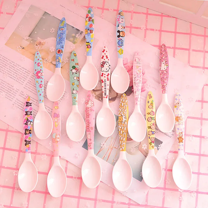 10 шт. меламиновые ложки принцессы с мультипликационными мелодиями и двумя