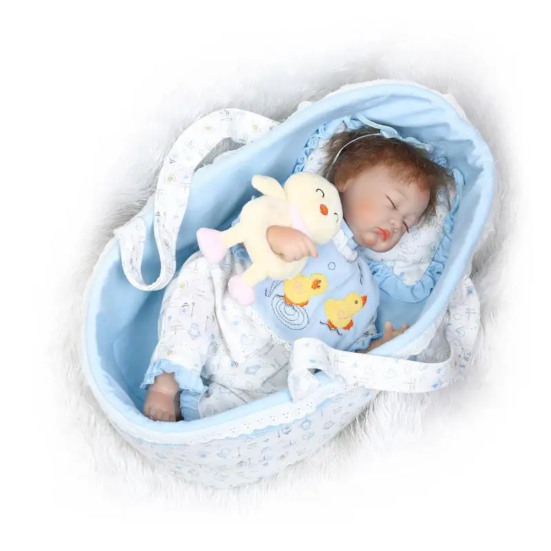 

16inch Silicone Reborn Doll Lifelike Toddler Sleeping Baby Girl with Cradle Bebe Bonecas Children Toys Fashion Bebe Reborn Doll