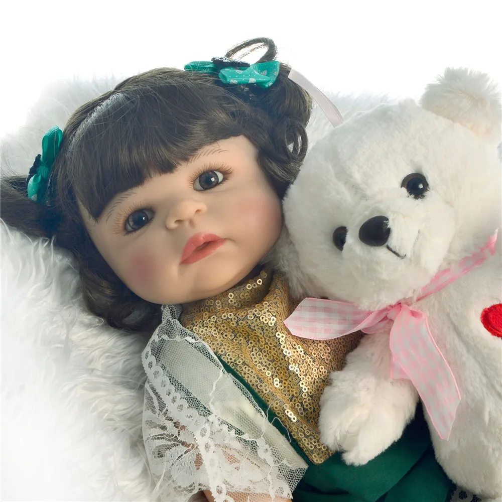 55cm Full Silicone Body Reborn Baby Doll Toy For Girl Vinyl Newborn Princess girl Bebes reborn Accompanying Birthday Gift | Игрушки и