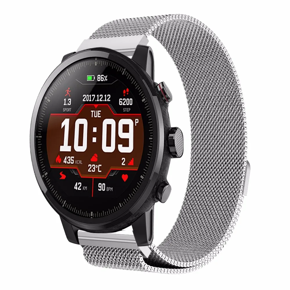 22 мм металлический ремешок из нержавеющей стали для Xiaomi Huami Amazfit часы браслет Миланская петля магнитные ремни для Amazfit Pace Stratos 2