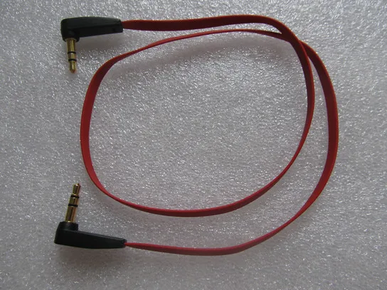 

1 шт., красный плоский автомобильный шнур Aux с двойным концом, 3,5 мм, 3-полюсный секционный мужской аудиокабель для записи, изогнутая позолочен...