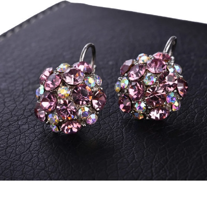 H:HYDE Gold Color Romantic Crystal Flower Hoop Earrings Fashion Wedding For Women Jewelry oorbellen| |