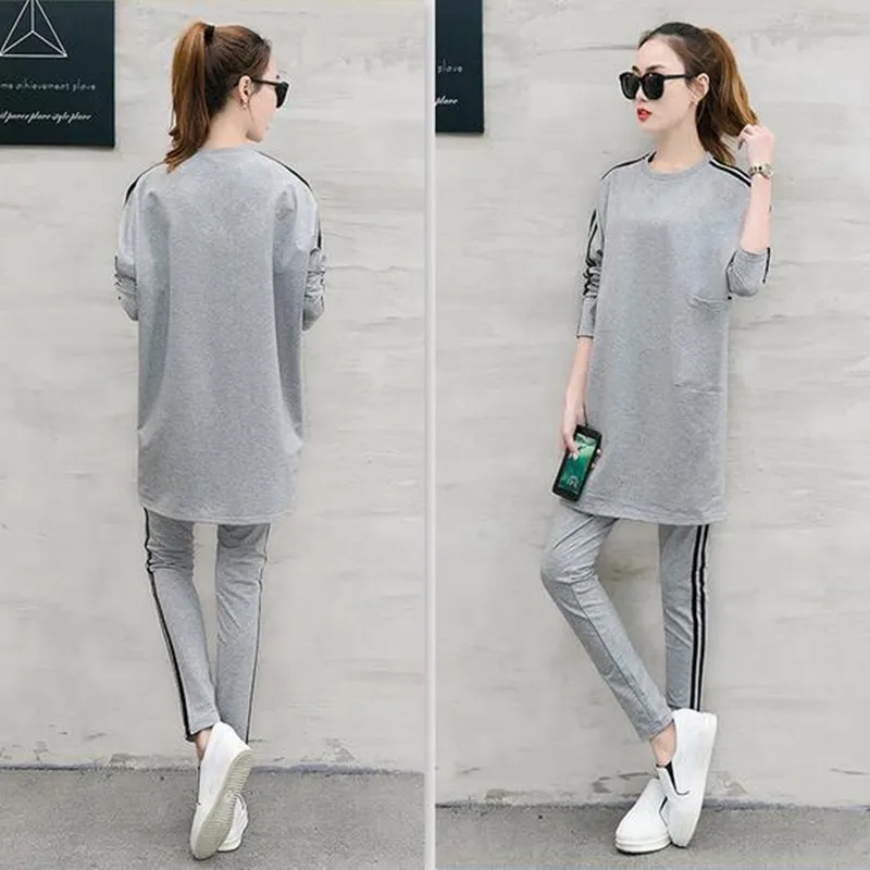 Для женщин костюмы Новинка 2017 года осень Большие размеры шею Топы + брюки