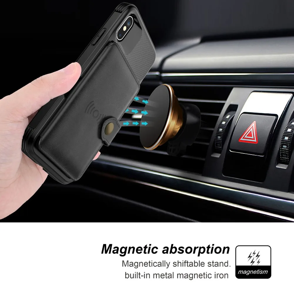 For iPhone XS X Wallet Case Flip PU Leather Cover Rugged Protective Card Slot Phone for Apple MAX XR 8 7 6S |