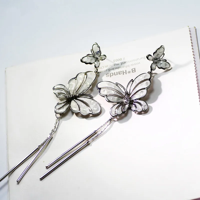 Новый богемный бабочка висячие серьги Винтаж Эмаль длинной кисточкой падение