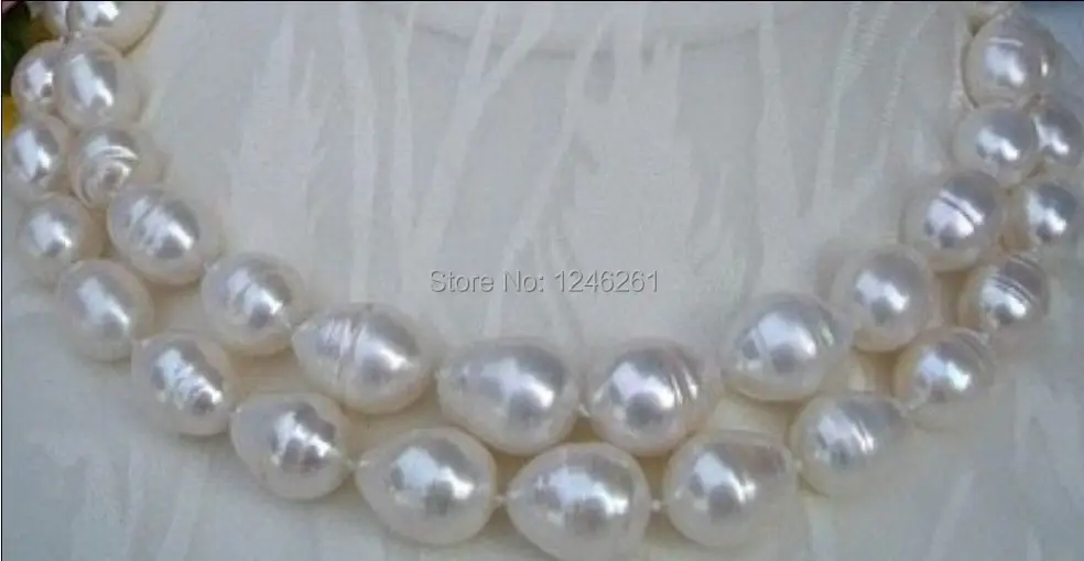 Очаровательное ожерелье из белого жемчуга 8-10 мм АА + ЮЖНОГО МОРЯ веревочные