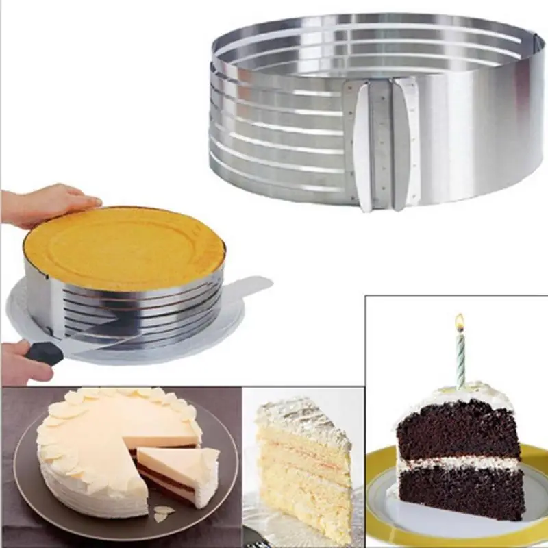 2019 New 1 pcs Adjustable Cake Layered Slicer Stainless Steel Retractable Circular Mousse Ring Cut Tool Round Cutter | Дом и сад