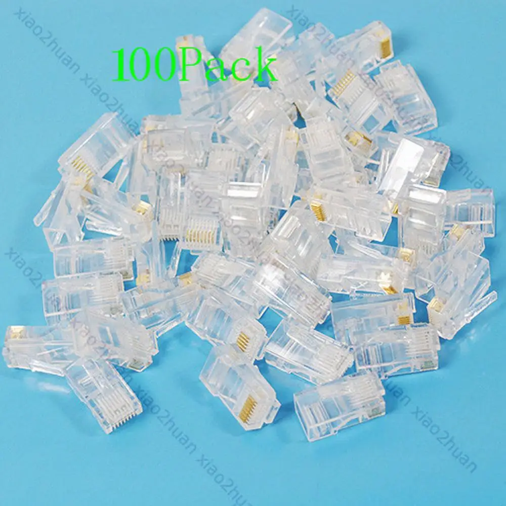 500PCS Gold plated RJ45 Net Network Modular Plug Cat5 CAT5e Connector 8P8C utp Unshielded Rj45 Terminals Have | Обустройство дома