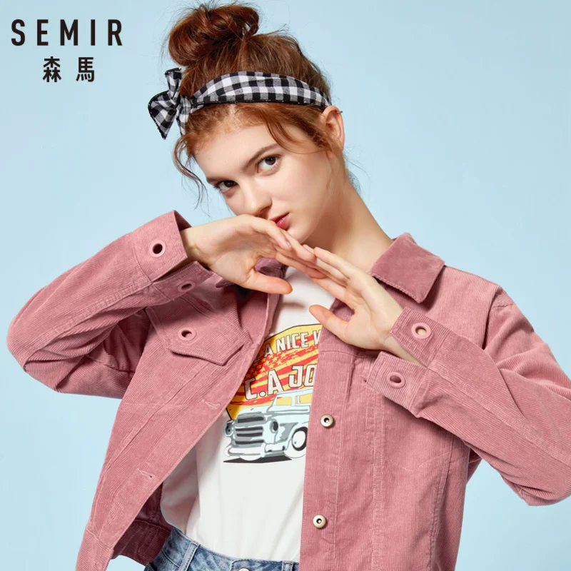 SEMIR женская короткая Вельветовая куртка из 100% хлопка с нагрудным карманом