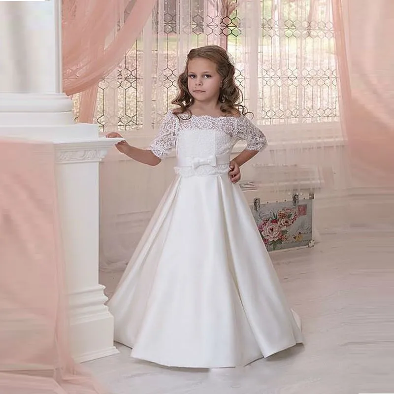 Недорогие белые кружевные платья для девочек на свадьбу 2021 первого причастия с