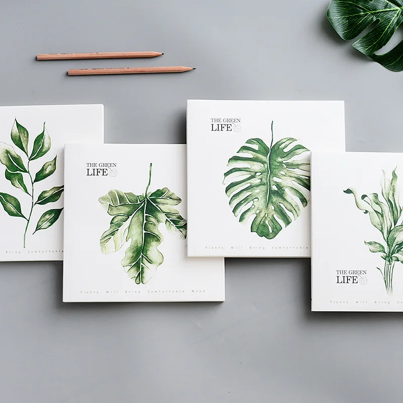 

Coloffice Leaf Pattern Sketchbook Small Fresh Blank Painting This Beginner Student Stationery Notebook School Supplies Random