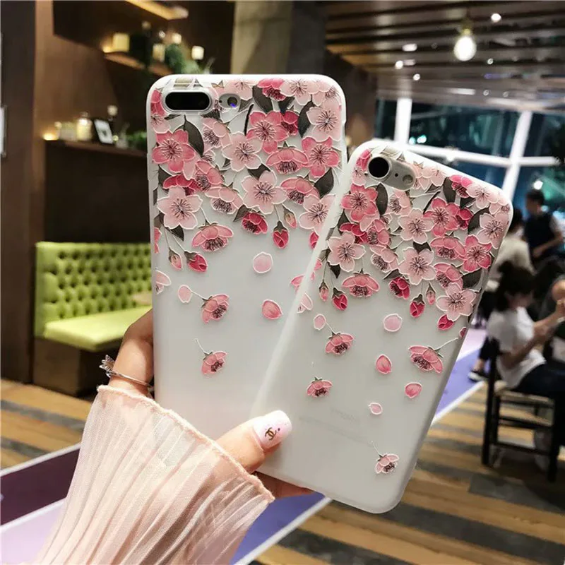 Силиконовый чехол с цветами для iPhone 7 8 Plus XS Max XR 3D розовые цветочные чехлы X 6 S 5 SE