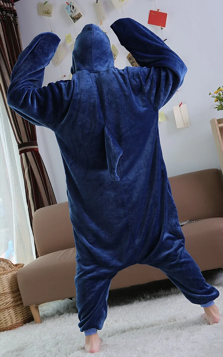 Зимняя теплая домашняя пижама HKSNG для взрослых с мультяшными животными синяя