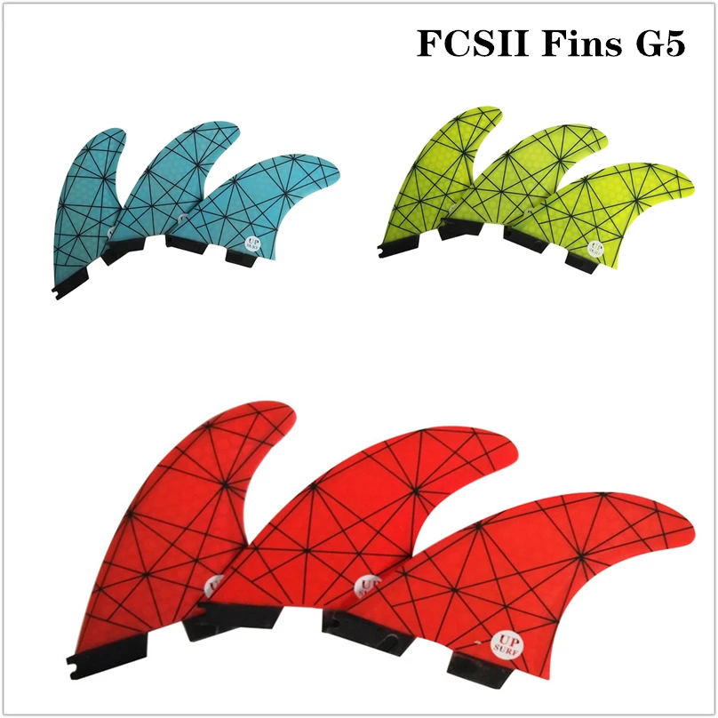 FCSII G5 M Размер доска для серфинга синий/желтый/красный цвет сотовые плавники три