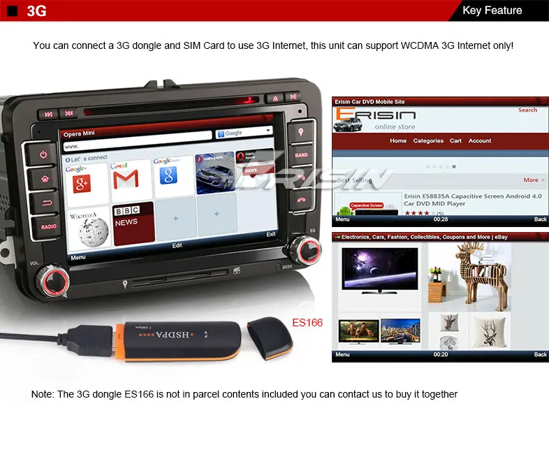 Erisin ES7148V " автомобильный стерео dvd-плеер gps 3g DAB+ система для VW Jetta Golf skoda Seat