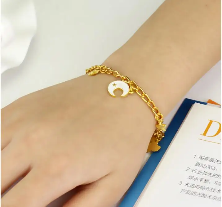 

Fashion Women Chain Bracelets Stars Moon Bow Angel Wing Bracelets Cute Cats Flower Charms Bracelet For Girls Jewelry Accessories