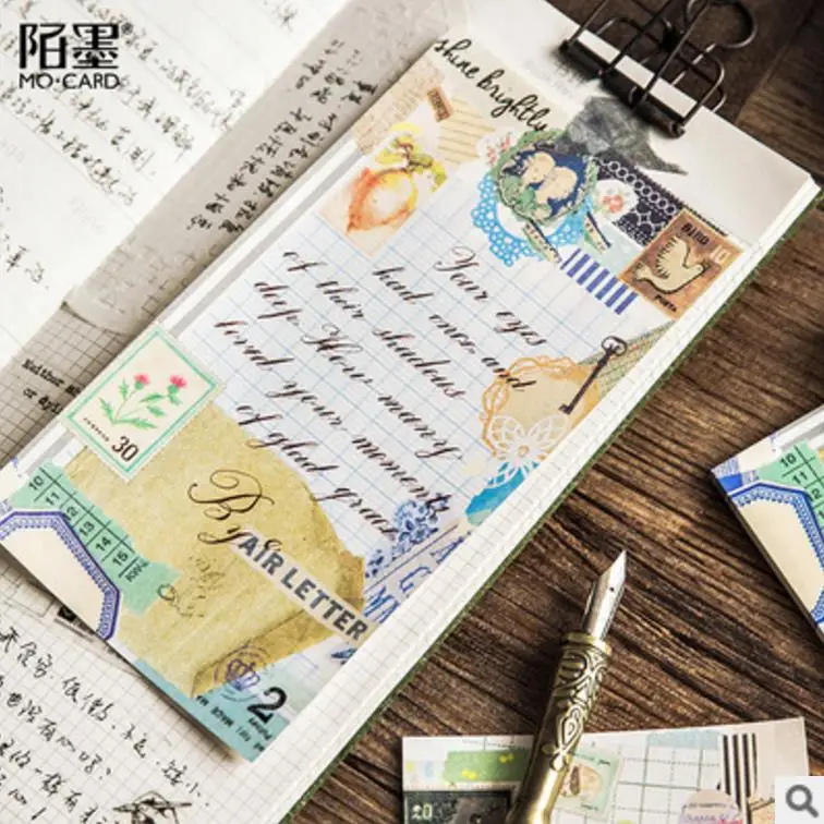 

TUNACOCO 30 sheets creative cute Memo pad vintage collage series office school portable handwritten mini book notepads bz1710031