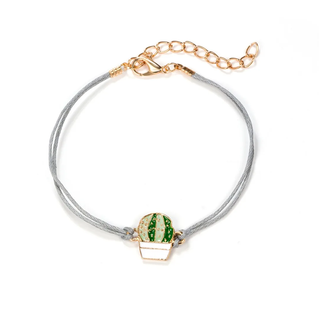 4 шт./компл. Новый мультяшный милый металлический Браслет С КАКТУСОМ женский