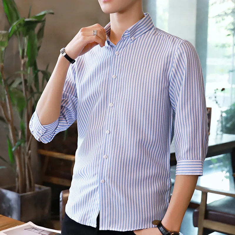

MRMT 2022 Brand New Summer Men's Shirts Short Sleeve Stripe for Male Shirts 7 Sleeves Casual Tops Shirt