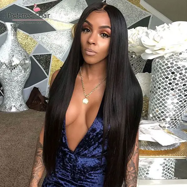Natural Color Предпочитаемый красный синий желтый фиолетовый Лайм зеленый 13x6 парик на кружеве предварительно выщипанный Remy Бесклеевой бразильский полный парик на шнурке для женщин - Цвет: Natural Color
