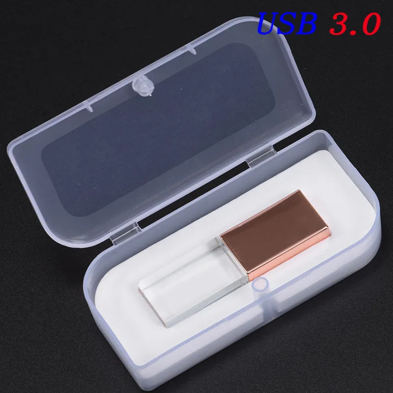Rose gold with box JASTER USB 3,0 модный Кристальный флеш-накопитель cle USB 4GB 16GB 32GB 64GB свадебный подарок флешка(более 10 шт бесплатный логотип - Цвет: Rose gold with box