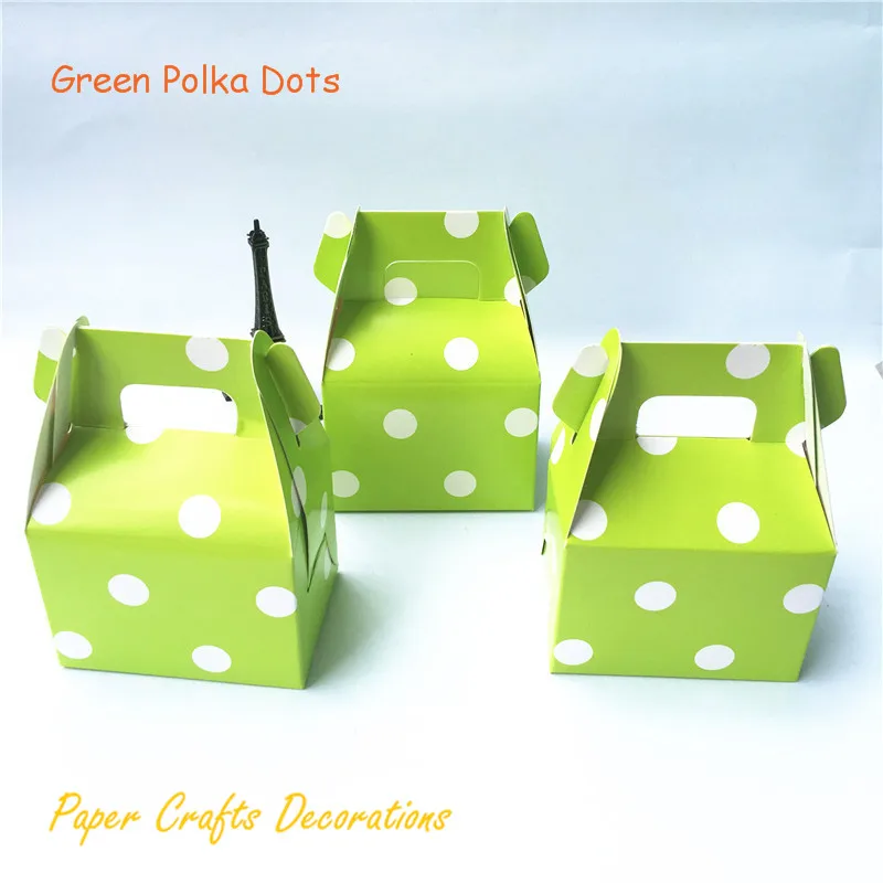 Green Polka Dots 12 шт./лот(упаковка из 12) розовый шеврон бумажные мешки рога коробки конфет угощение детей день рождения Свадебная вечеринка Сувениры - Цвет: Green Polka Dots