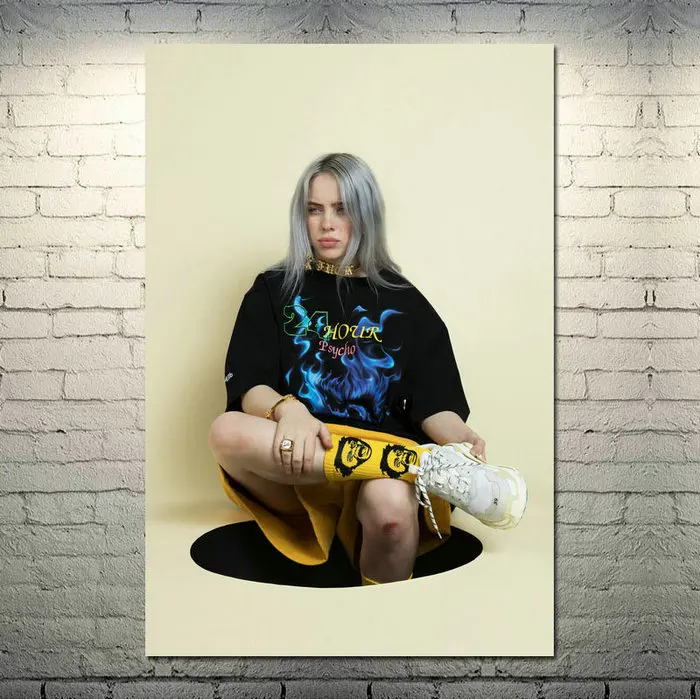 picture 1 Billie Eilish Music Singer Art Шелковый Холст плакат 13x20 24x36 дюймов настенные картины-001 - Цвет: picture 1