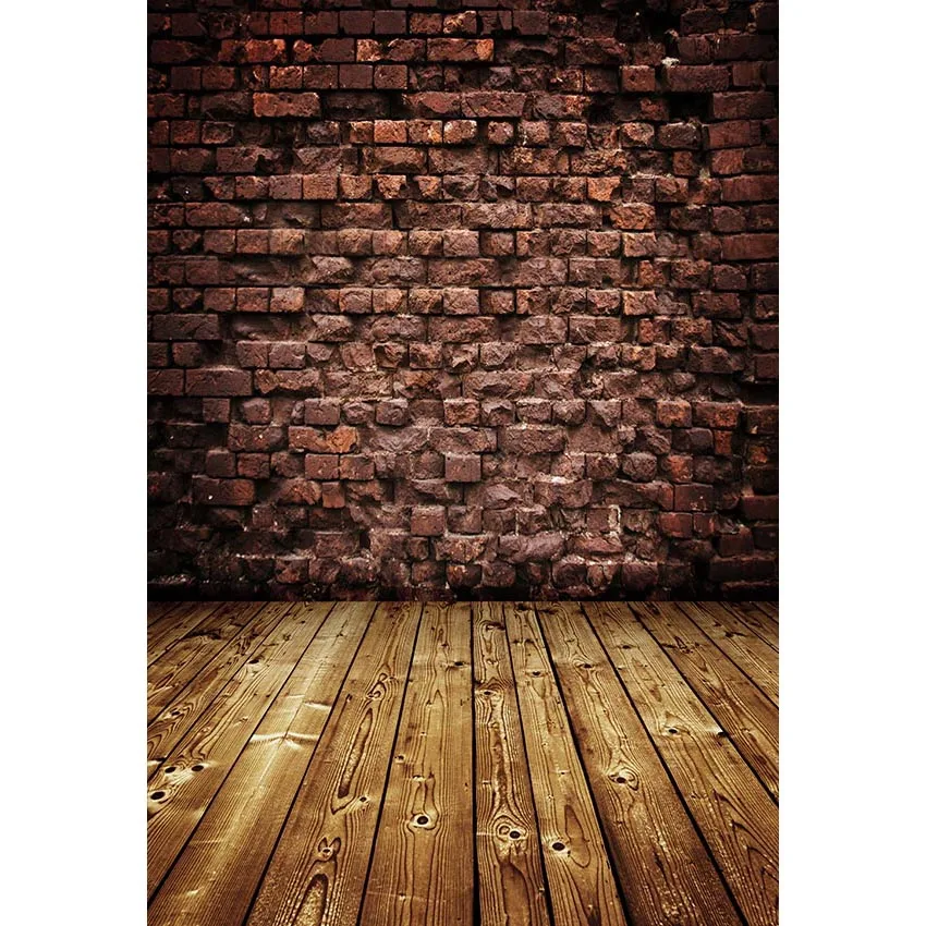 

Vinyl Vintage Wood Floor Photography Backdrops Brick Wall Backdrop Children Photo Background Custom for Photo Studio
