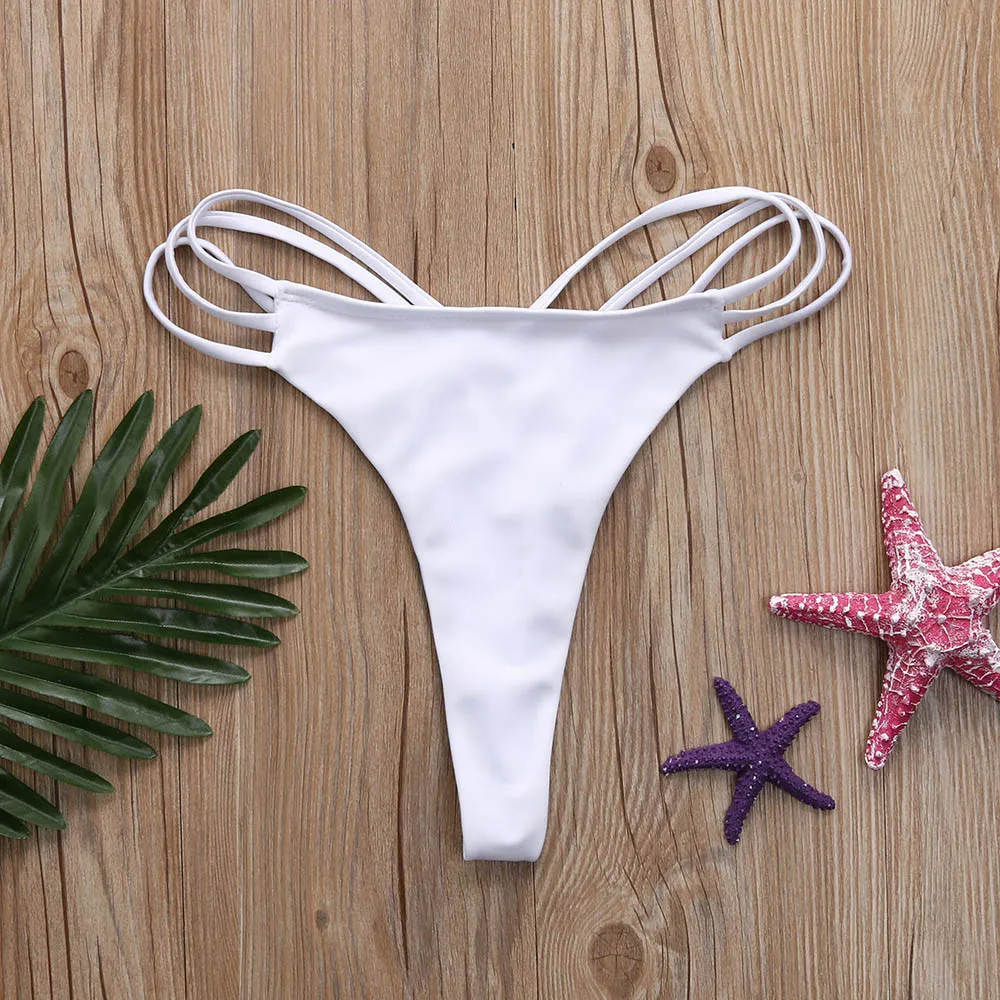 White Новинка 4 цвета сексуальное бикини бразильское для женщин нижнее белье стринги V одежда для плавания купальный костюм нижняя часть купальника для женщин - Цвет: White