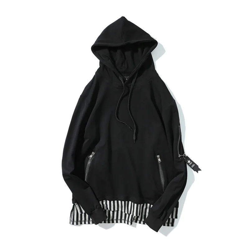 Толстовки Для мужчин wo пара одежда толстая капюшон Stripe Print Pullover хлопок моды