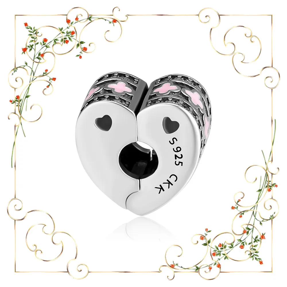Fandola CKK 925 пробы серебряные сверкающие дуги Love Clip подходят для Pandora браслет