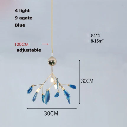 4light blue G4 led железные в стиле постмодерн Агатовая люстра светлячок. Люстра освещение подвесной светильник Lampen Lustre для столовой фойе - Цвет абажура: 4light blue