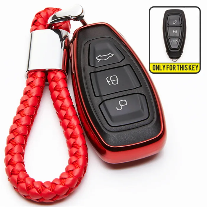red with holder Для Ford Fiesta Focus 3 4 MK3 MK4 Mondeo Ecosport, Kuga Фокус ST Fiesta 2012 2013 ТПУ ключа автомобиля чехол - Название цвета: red with holder