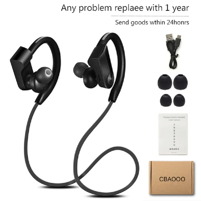 10 шт. 8 часов беспроводные наушники bluetooth спортивные гарнитура с защитой от пота