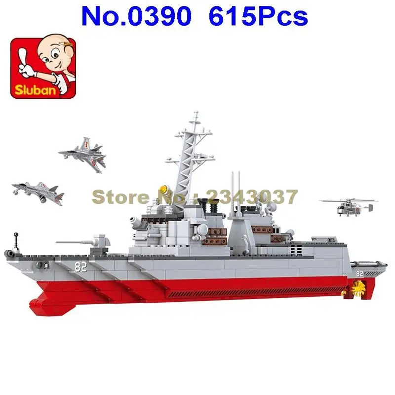 Конструктор Sluban 0390 615 шт. военный разрушитель игрушечный корабль|building blocks|block