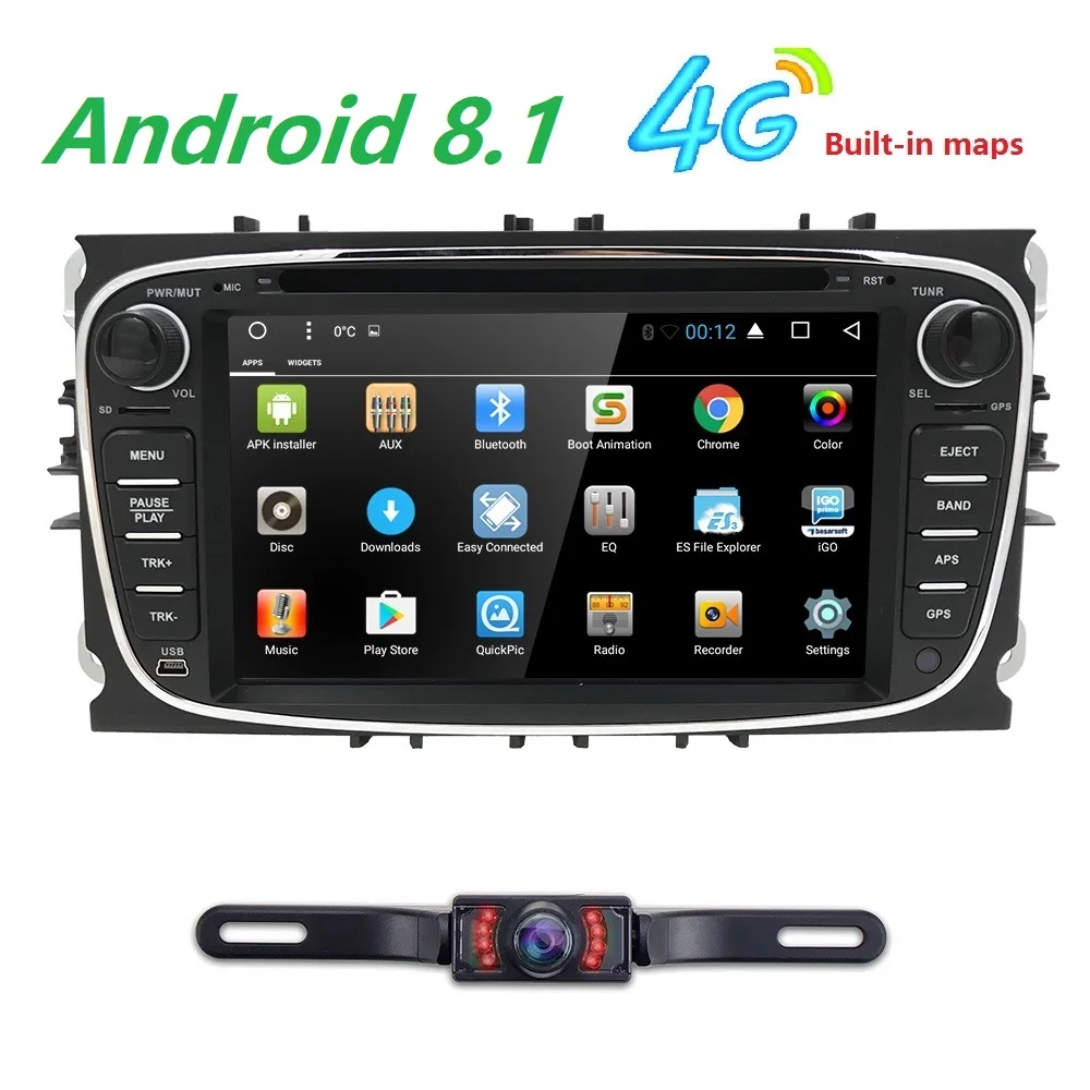 Hizpo 1G + 16G Android 8 1 автомобильный dvd навигатор для Focus ford Mondeo kuga S MAX C Радио gps 1024*600 bluetooth