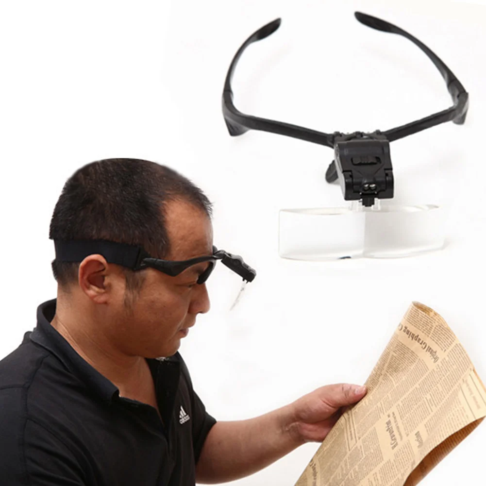 new LED lights portable use for reading 5 Lens 1.0X~3.5X band Eye Glasses Goggles Loupe Visor Magnifier lamp | Лампы и освещение