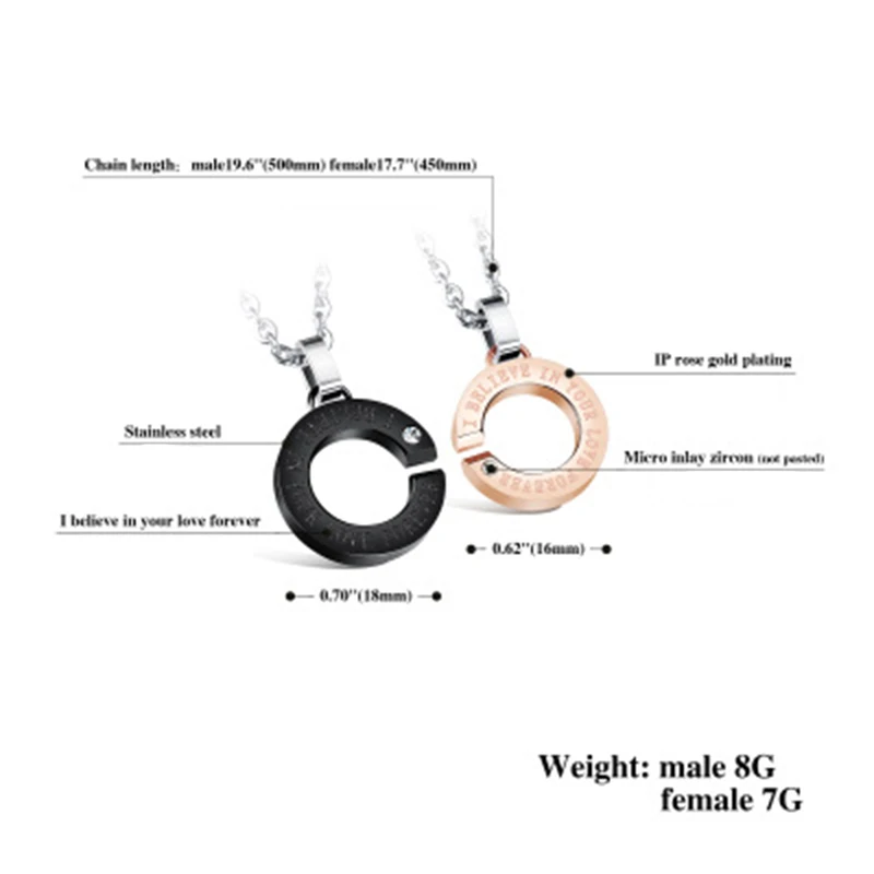 Fate Love Letter C Shaped Titanium Steel Lover's Pendant Romantic Black Gold Accessories For Gift Lovers | Украшения и