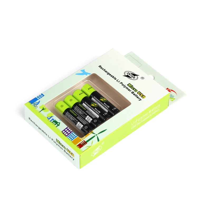 ZNTER 2/4 шт 1 5 V AAA 600mAh быстрая зарядка перезаряжаемая батарея 3A USB кабель