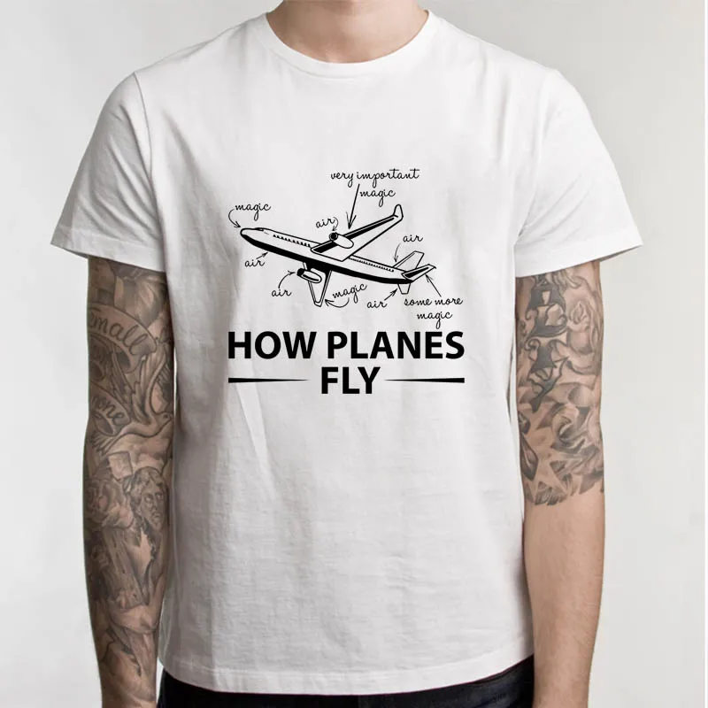 Футболка с надписью «How Planes Fly», забавная футболка инженера для мужчин, футболка с круглым вырезом, модная повседневная футболка