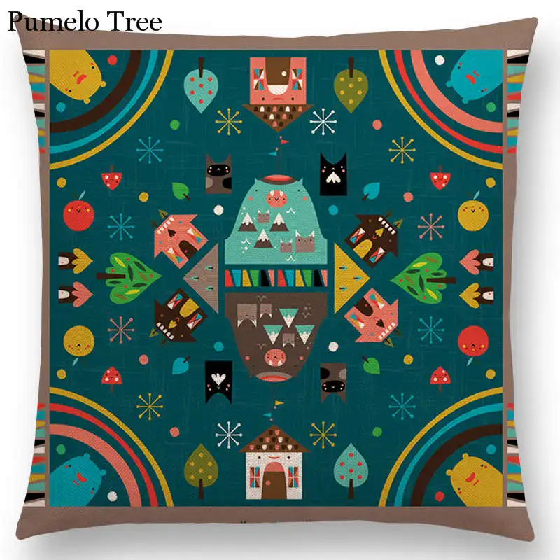 Наволочка для подушки цветная фэнтезийная мультяшная с милыми животными парка