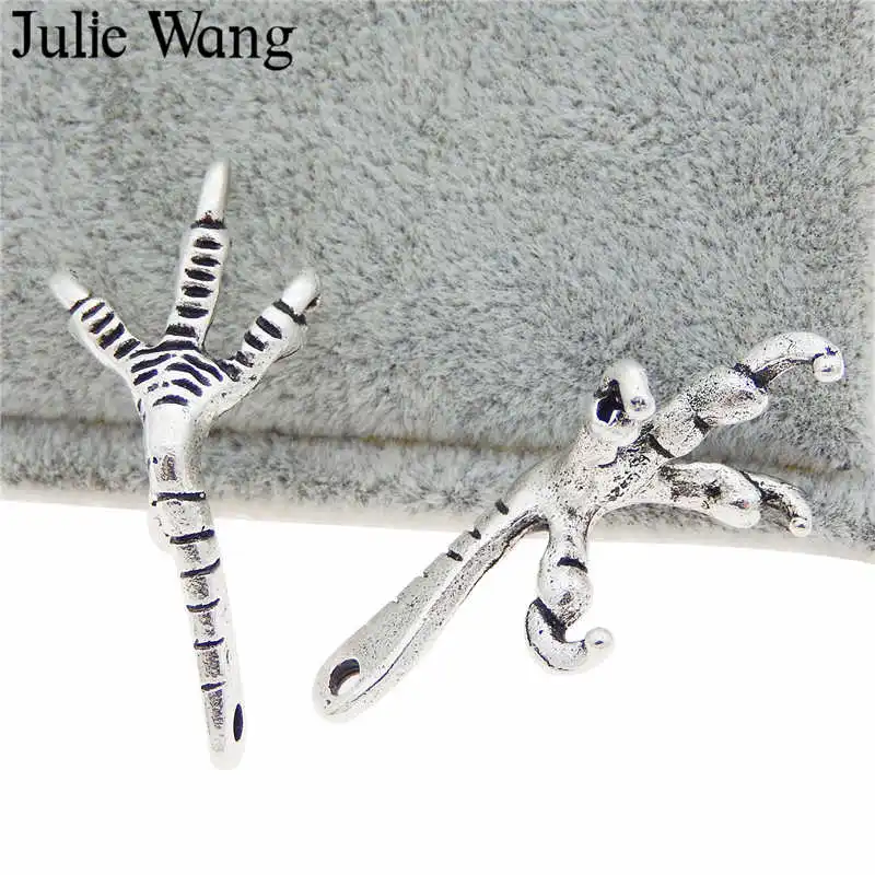 Julie Wang 10 шт. Орлан цвет под старину серебро птица коготь сплав серьги браслет