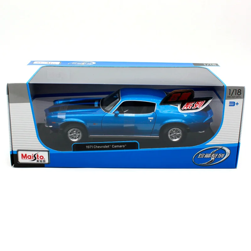 Maisto 1:18 1971 Chvrolet Camaro синяя оранжевая винтажная модель автомобиля литая новая
